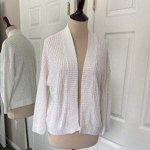 LOFT White Open-Front Cardigan